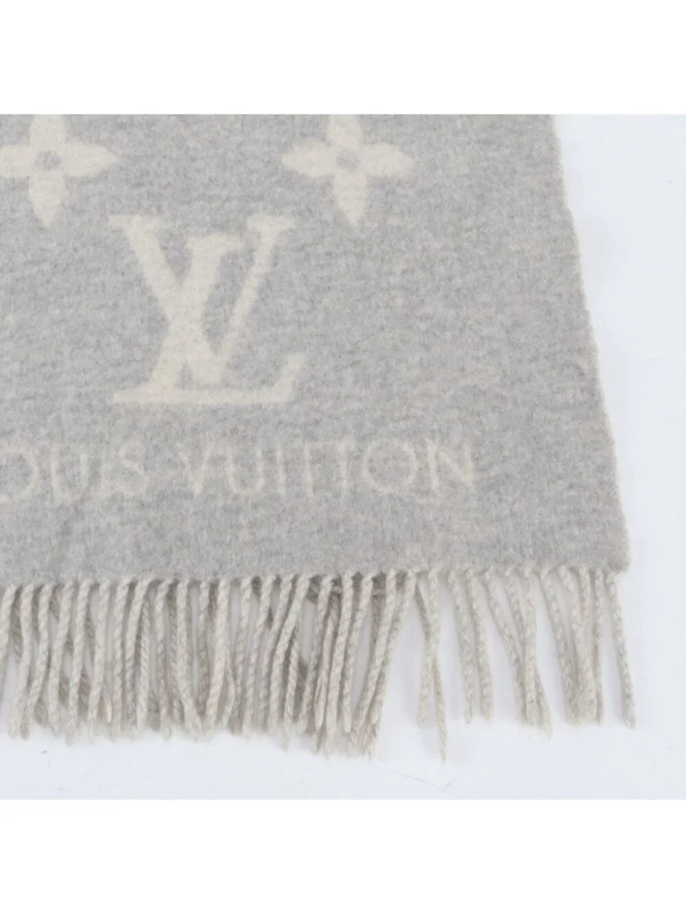 Louis Vuitton Tag Echarpe Reykjavik Cashmere 100% Monogram Scarf Gray